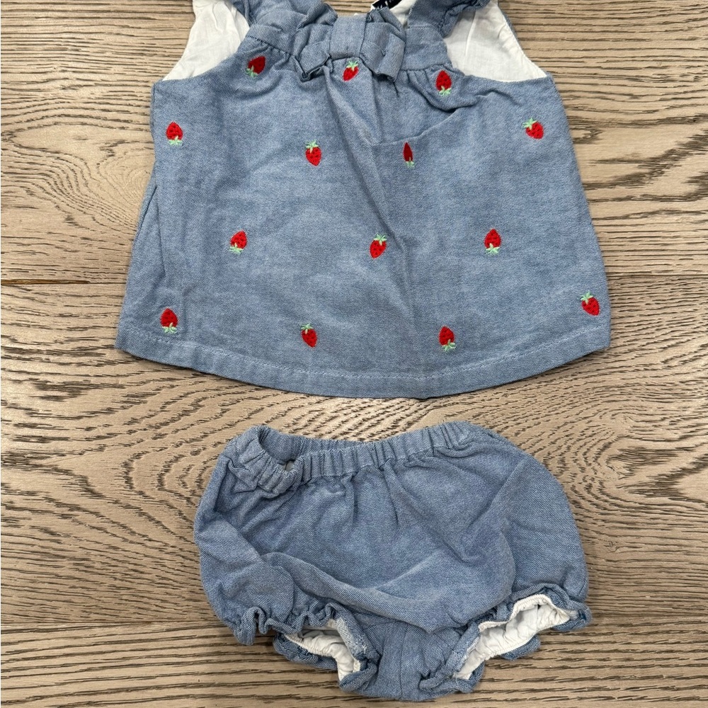 Janie and Jack Adorable Blue Strawberry Baby Outfit